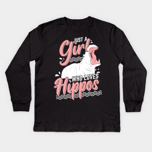 Just A Girl Who Loves Hippos Kids Long Sleeve T-Shirt